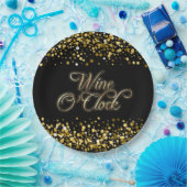 ワインオクロック金ゴールド輝く ペーパープレート (パーティー)