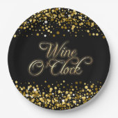 ワインオクロック金ゴールド輝く ペーパープレート (正面)