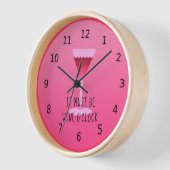 ワインオクロック、ピンク、数字 壁時計 (傾斜)
