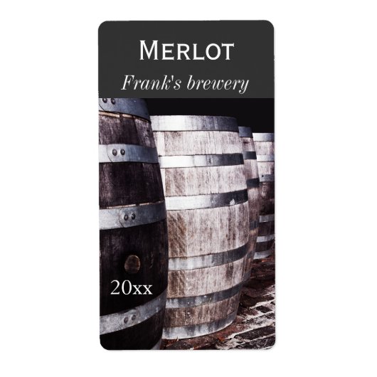 ワインオーク樽ワイナリーボトルラベル ラベル (正面)