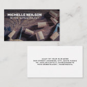 ワインオープナー及びコルクを木製テーブルの名刺に 名刺 (正面/裏面)