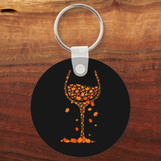 ワインカエデ葉秋秋Wのグラス キーホルダー (正面)