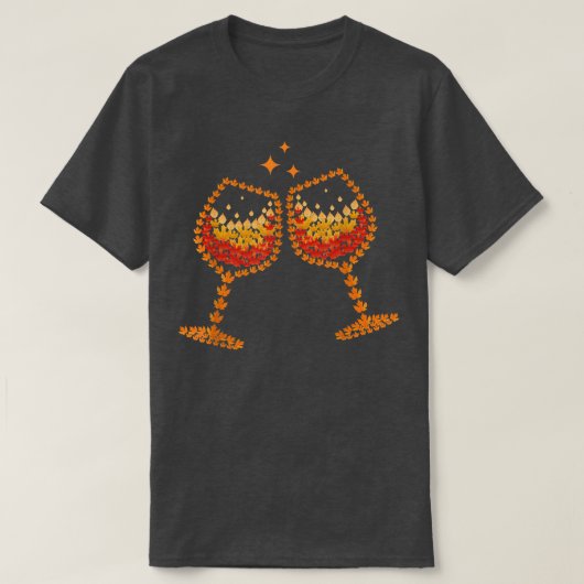 ワインカエデ葉秋秋Wのグラス Tシャツ (デザイン正面)