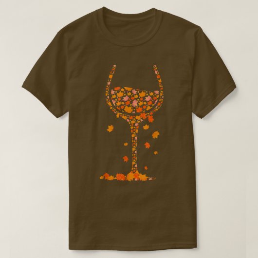 ワインカエデ葉秋秋Wのグラス Tシャツ (デザイン正面)