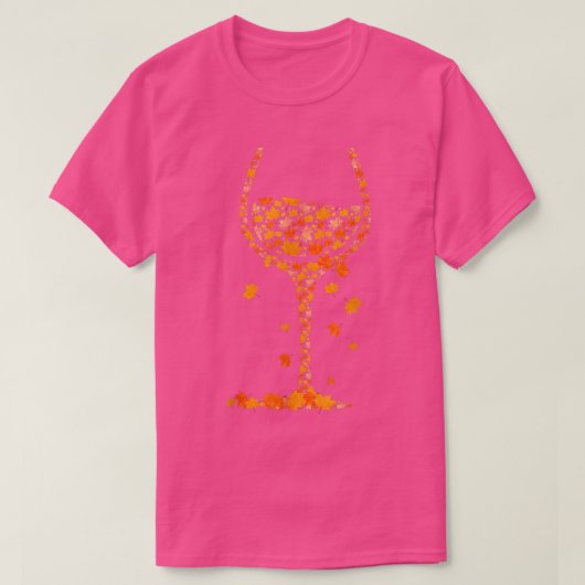ワインカエデ葉秋秋Wのグラス Tシャツ (デザイン正面)
