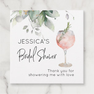 ワインカクテルピンクブライダルシャワー フェイバータグ