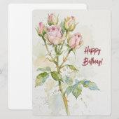 ワインカラーのアイリス 水彩画の花 誕生日おめでとう シーズンカード (正面/裏面)