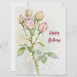 ワインカラーのアイリス 水彩画の花 誕生日おめでとう シーズンカード