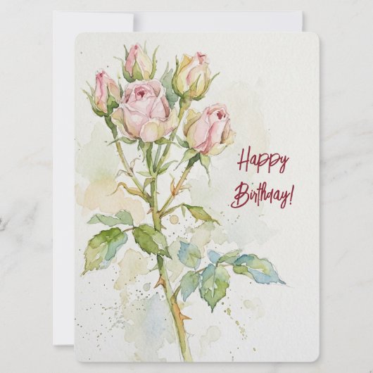 ワインカラーのアイリス 水彩画の花 誕生日おめでとう シーズンカード (正面)