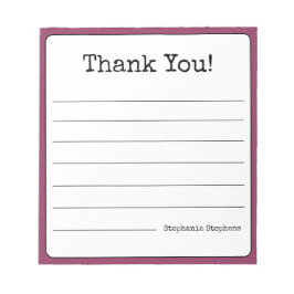 ワインカラーのレトロな感謝ノート あなたの名前入りライン ノートパッド