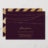 ワインカラーの誕生日か新年のパーティの招待状 招待状 (正面/裏面)