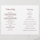 ワインカラーフローラ – ウェディングプログラム (裏面)