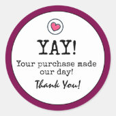 ワインカラーレトロとハートビジネスありがとう ラウンドシール (正面)