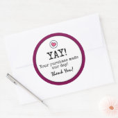 ワインカラーレトロとハートビジネスありがとう ラウンドシール (封筒)