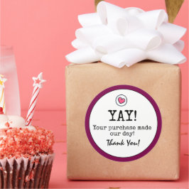 ワインカラーレトロとハートビジネスありがとう ラウンドシール