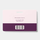 ワインカラー王室のクリムゾンロゴ&バーコード バッジ (裏面)