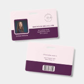 ワインカラー王室のクリムゾンロゴ&バーコード バッジ (正面＆裏面)