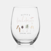 ワインカントリーのパーソナライズドバチェロレッテパーティー ステムなしワイングラス (正面)