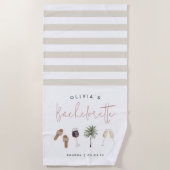 ワインカントリーのパーソナライズドバチェロレッテパーティー ビーチタオル (正面)