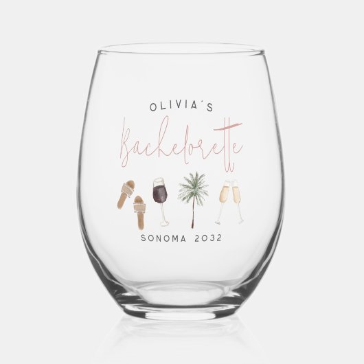 ワインカントリーカスタマイズバチェロレッテパーティー ステムなしワイングラス (正面)