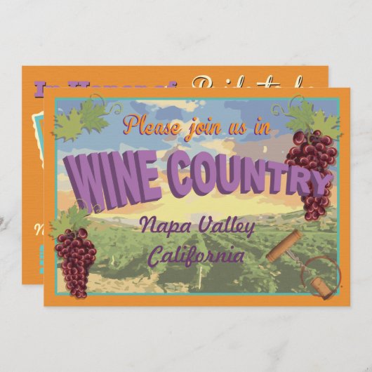 ワインカントリーバチェロレッテウィークエンド招待状 招待状 (正面/裏面)