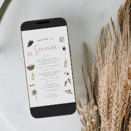 ワインカントリーバチェロレッテ週末の旅程カード 招待状