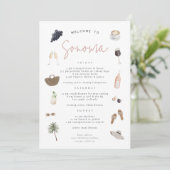 ワインカントリーバチェロレッテ週末の旅程カード 招待状 (スタンド正面)