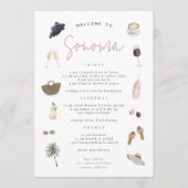 ワインカントリーバチェロレッテ週末の旅程カード 招待状 (正面)