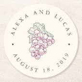 ワインカントリー結婚式 ラウンドペーパーコースター (正面)