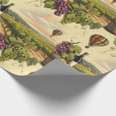 ワインカントリー葡萄と温風船 ラッピングペーパー (角)