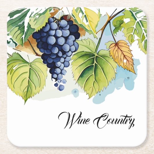 ワインカントリー葡萄 スクエアペーパーコースター (正面)