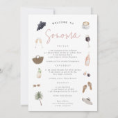 ワインカントリー・バチェロレッテウィークエンドの旅程＆ 招待状 (裏面)