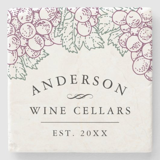 ワインカントリー |ホームパーソナライズされたワインセラー ストーンコースター (正面)