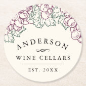 ワインカントリー |ホームパーソナライズされたワインセラー ラウンドペーパーコースター (正面)