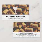 ワインガラスアイコン |コルク杭の背景 名刺 (正面/裏面)