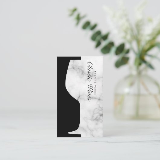 ワインガラスカウンター – 宇宙大理石 名刺 (スタンド正面)