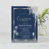 ワインガラスバルーングリッタードリップスブルーキンセアニラ 招待状 (スタンド正面)