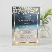 ワインガラスバルーン金ゴールドグリッタービーチ退職 招待状 (スタンド正面)