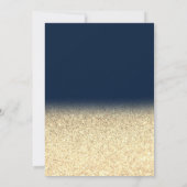 ワインガラスバルーン金ゴールドグリッターブルーリタイアメント 招待状 (裏面)