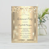 ワインガラスバルーン金ゴールドグリッター退職 招待状 (スタンド正面)