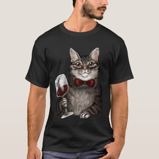 ワインキャットグレー虎猫 Tシャツ (正面)