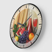ワインクラシックと果物を使った静物生活 ラージ壁時計 (傾斜)
