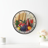 ワインクラシックと果物を使った静物生活 ラージ壁時計 (ホーム)