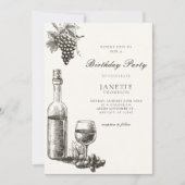 ワインクラシックボトルとブドウ 招待状 (正面)