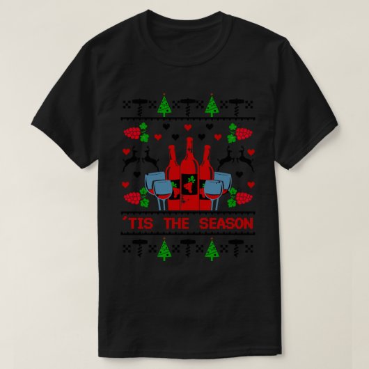ワインクリスマスおもしろいワインラバークリスマスギフト6 Tシャツ (デザイン正面)