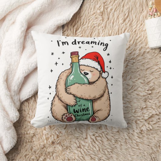 ワインクリスマスが夢に見る日 クッション (ブランケット)