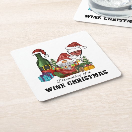 ワインクリスマスの夢 スクエアペーパーコースター (アングル)