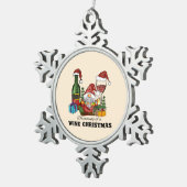 ワインクリスマスの夢 スノーフレークピューターオーナメント (右)