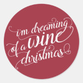 ワインクリスマスの夢 |ホリデイレッド&ホワイト ラウンドシール (正面)