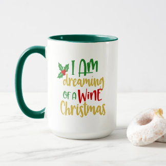 ワインクリスマスを夢見ています 面白いギフト マグカップ